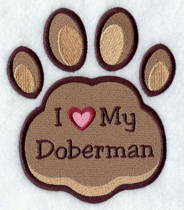 I Love My Doberman Pawprint
