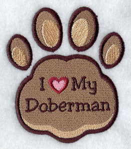 I Love My Doberman Pawprint