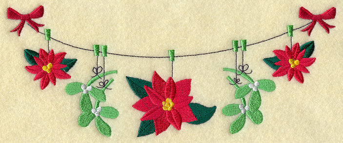 Poinsettias and Mistletoe Clothesline