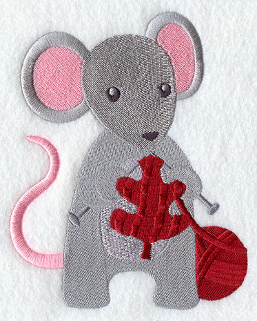 Crafty Autumn Knitting Mouse