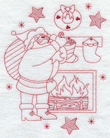 Santa Fills Stockings (Redwork)