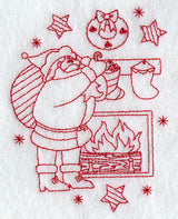 Santa Fills Stockings (Redwork)