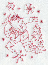 Santa Trims the Tree (Redwork)