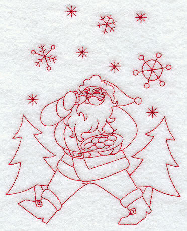 Santa with Cookies (Redwork)
