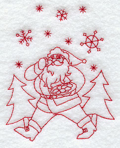 Santa with Cookies (Redwork)