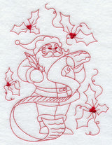 Santa Checks Twice (Redwork)