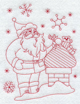 Santa on the Rooftop (Redwork)