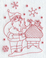 Santa on the Rooftop (Redwork)