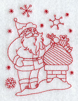 Santa on the Rooftop (Redwork)