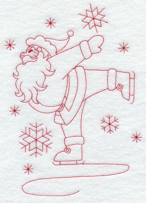 Santa on Skates (Redwork)