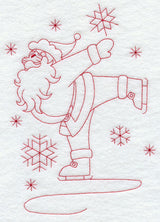 Santa on Skates (Redwork)