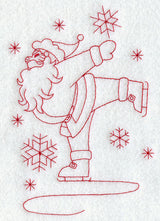 Santa on Skates (Redwork)