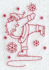 Santa on Skates (Redwork)