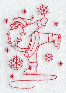 Santa on Skates (Redwork)
