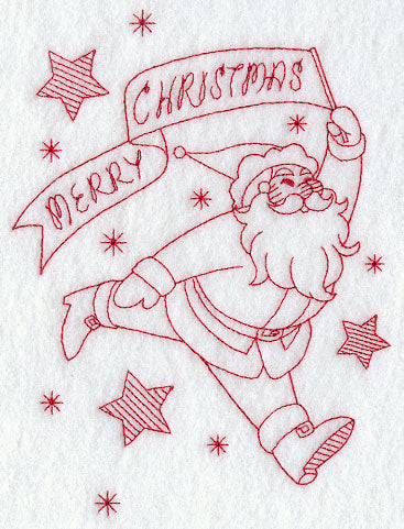 Santa in the Stars (Redwork)