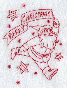 Santa in the Stars (Redwork)