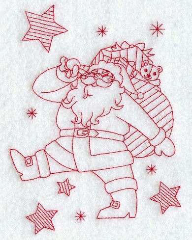Santa Delivers Toys (Redwork)