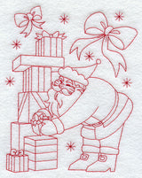 Santa and Presents (Redwork)