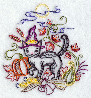 Black Cat in Witch's Hat