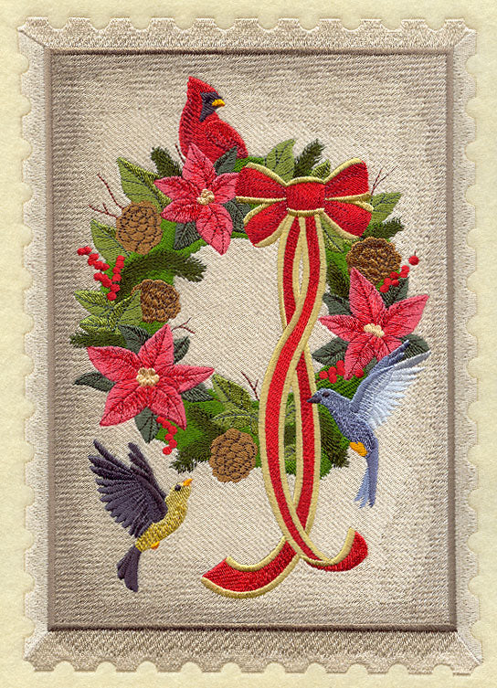 Christmas Stamp - Wreath and Birds