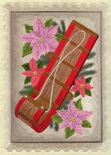 Christmas Stamp - Toboggan and Poinsettia
