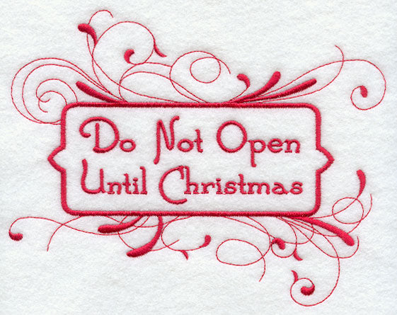 Do Not Open Until Christmas Scrollwork