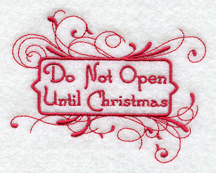 Do Not Open Until Christmas Scrollwork