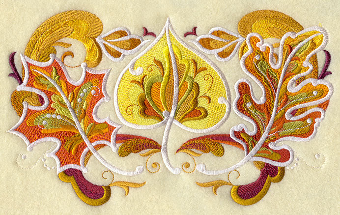 Rosemaling Autumn Leaf Trio