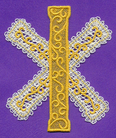 Iota-Chi Cross Ornament (Battenburg Lace)