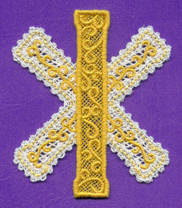 Iota-Chi Cross Ornament (Battenburg Lace)