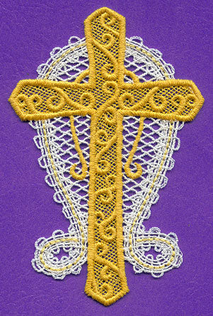 Omega and Cross Ornament (Battenburg Lace)