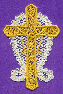 Omega and Cross Ornament (Battenburg Lace)