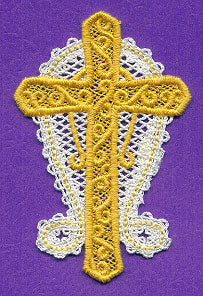 Omega and Cross Ornament (Battenburg Lace)
