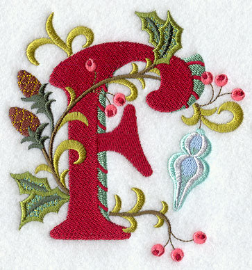 Jacobean Christmas Letter F - 5 Inch