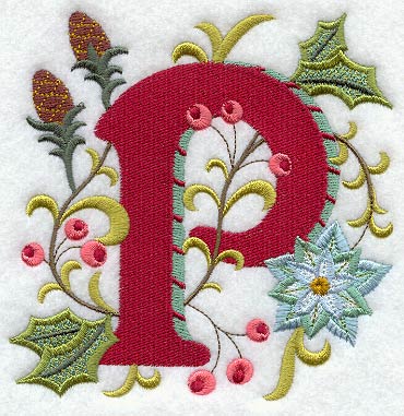 Jacobean Christmas Letter P - 5 Inch