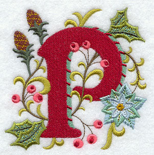 Jacobean Christmas Letter P - 5 Inch