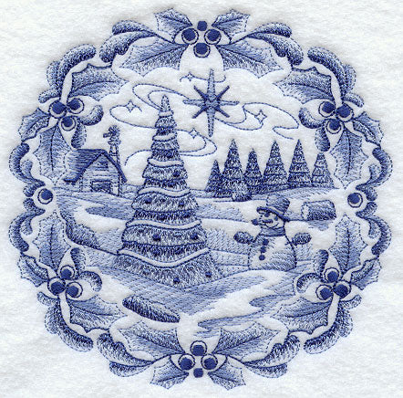 Delft Blue Christmas Snowman