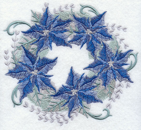 Blue Christmas Poinsettia Wreath
