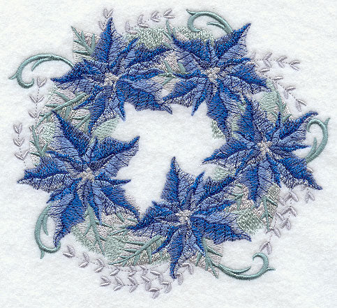 Blue Christmas Poinsettia Wreath