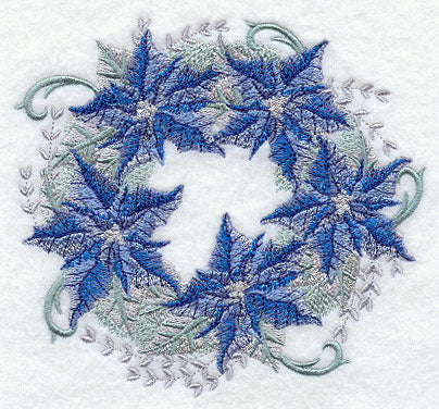 Blue Christmas Poinsettia Wreath