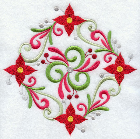 Suzani Medallion - Mistletoe and Poinsettia