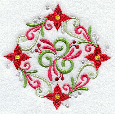 Suzani Medallion - Mistletoe and Poinsettia