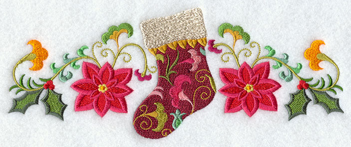 Suzani Stocking and Poinsettias