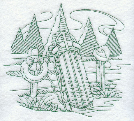 Country Christmas Sketch - Sled