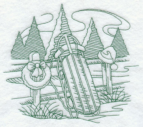 Country Christmas Sketch - Sled