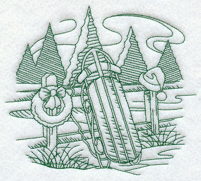 Country Christmas Sketch - Sled