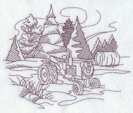 Country Christmas Sketch - Tractor