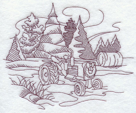 Country Christmas Sketch - Tractor