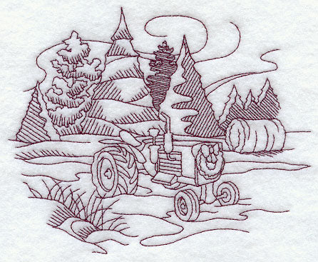 Country Christmas Sketch - Tractor