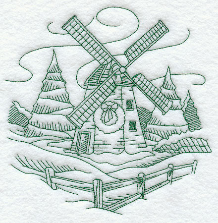 Country Christmas Sketch - Windmill